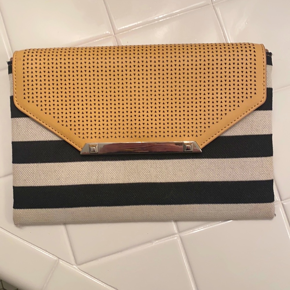 Stripe envelope clutch